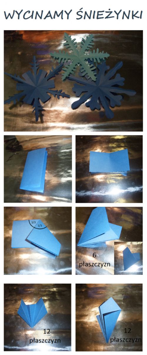 Składanie papieru na 6 - do śnieżynek Składanie papieru na 6 - do śnieżynek