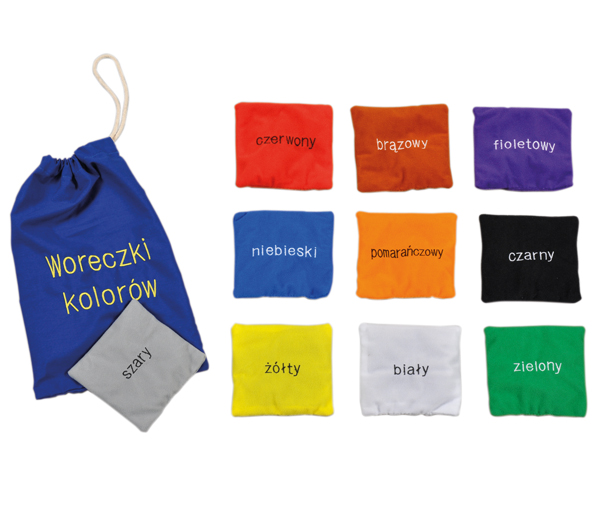 Woreczki z grocchem kolory do nauki nazw olorów
